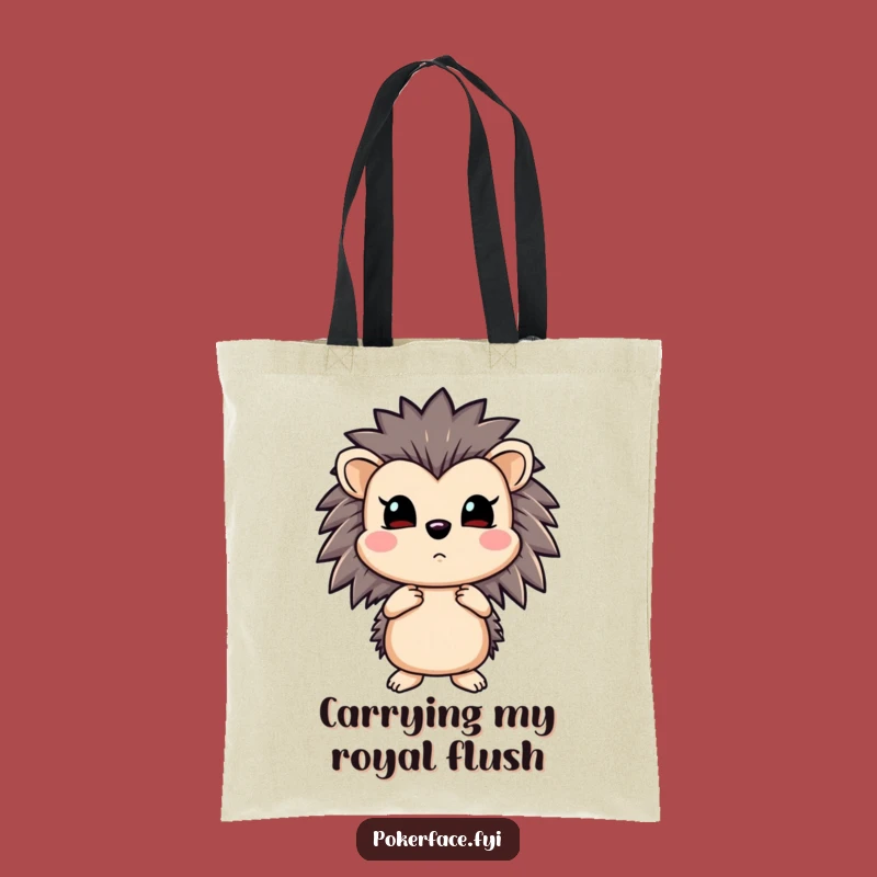 Funny Hedgehog Straight Flush Tote Bag: Poker Master Carryall - Stylish & Hilarious