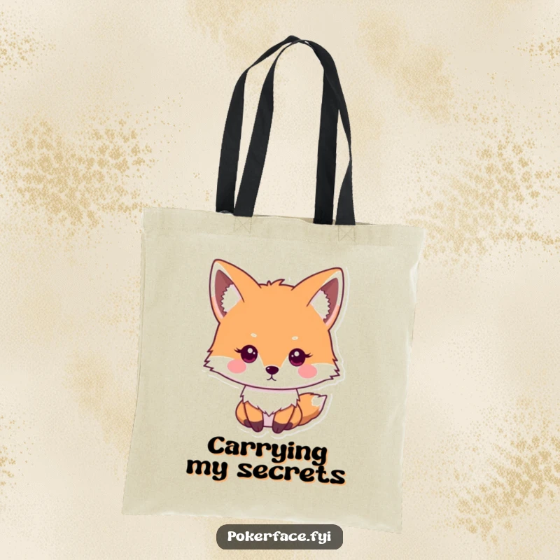 Funny impassive fox tote bag showcasing a fox with a neutral, unemotional stare, perfect for everyday use.