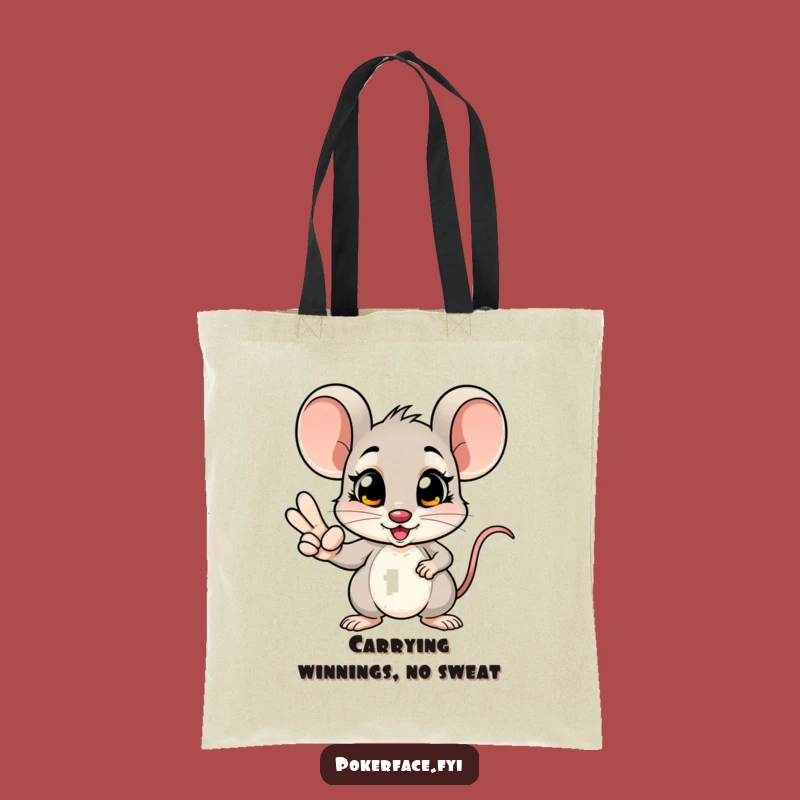 Funny Mouse Winning Hand Tote Bag: Poker Champion Carryall - Stylish & Hilarious
