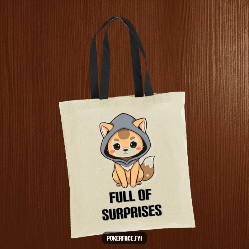 Funny Tote Bag featuring a mysterious animal character with subtle body language, great for carrying essentials with an air of mystery, a funny gift.
