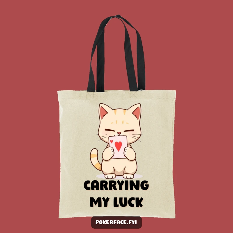 Funny Calm Cat Card Tote Bag: Unexpressive Feline - Carry Mystery!