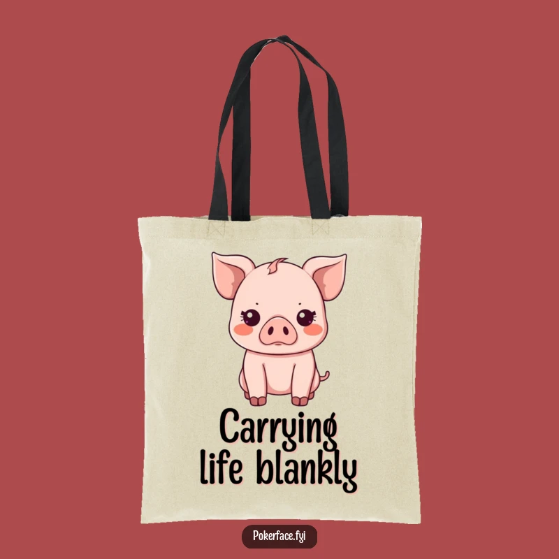 Funny Kawaii Piglet Tote Bag: Emotionless Style, Practical Funny Gift