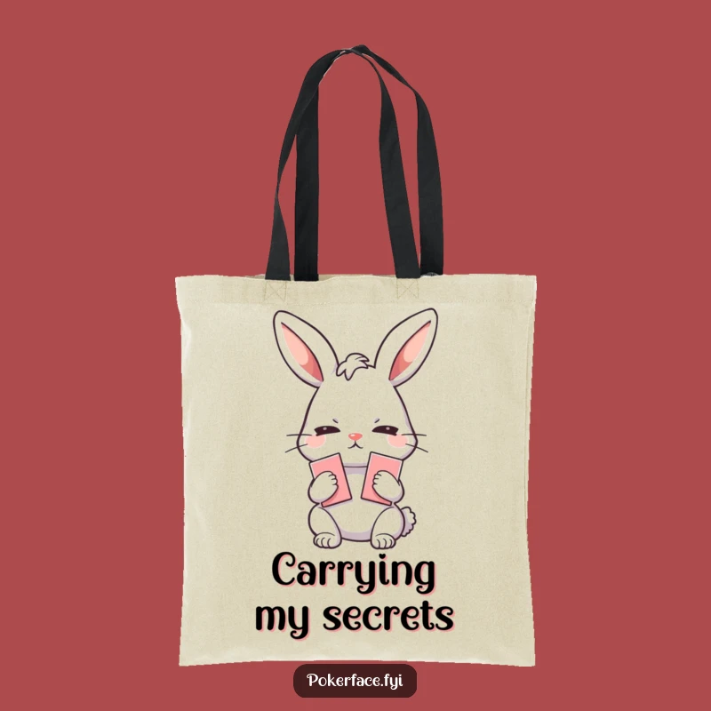 Funny Poker Face Rabbit Tote Bag: Carry Your Game with No Emotion