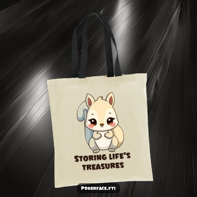 Funny unfazed squirrel tote bag showcasing a squirrel with a steady gaze, perfect for everyday use.